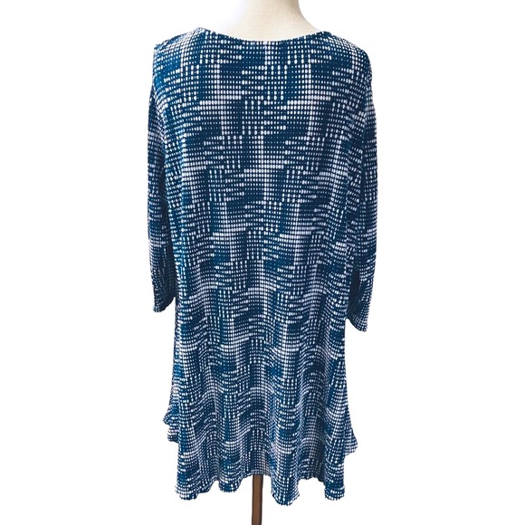 ALFANI Accordion Pleated Cold Shoulder Tunic Top Women’s SIZE XXL Blue Polka Dot - Picture 7 of 11